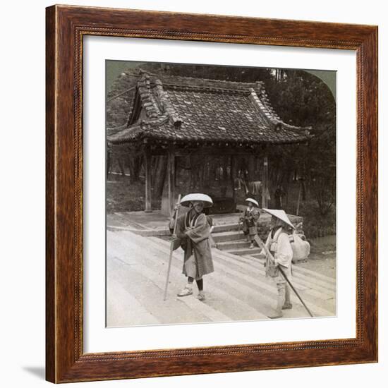 Women Pilgrims on the Steps of Omuro Gosho, Kyoto, Japan, 1904-Underwood & Underwood-Framed Photographic Print