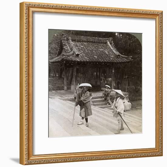 Women Pilgrims on the Steps of Omuro Gosho, Kyoto, Japan, 1904-Underwood & Underwood-Framed Photographic Print