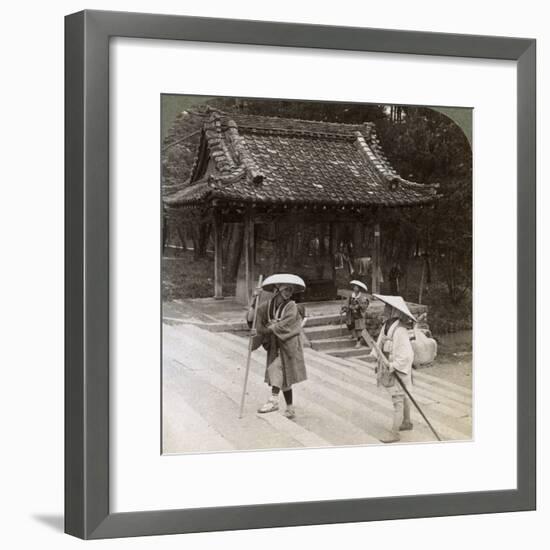 Women Pilgrims on the Steps of Omuro Gosho, Kyoto, Japan, 1904-Underwood & Underwood-Framed Photographic Print