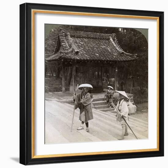 Women Pilgrims on the Steps of Omuro Gosho, Kyoto, Japan, 1904-Underwood & Underwood-Framed Photographic Print