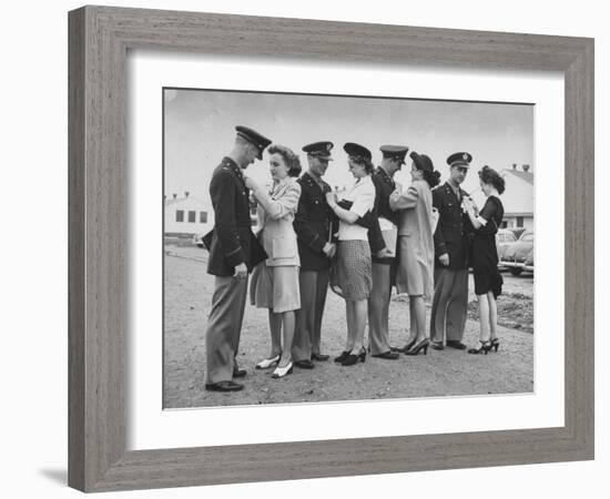 Women Pinning Wings Onto Four Air Force Cadets at Foster Field-Dmitri Kessel-Framed Photographic Print