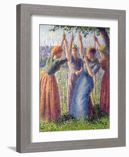 Women Planting Peasticks, 1891-Camille Pissarro-Framed Giclee Print