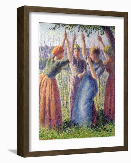 Women Planting Peasticks, 1891-Camille Pissarro-Framed Giclee Print