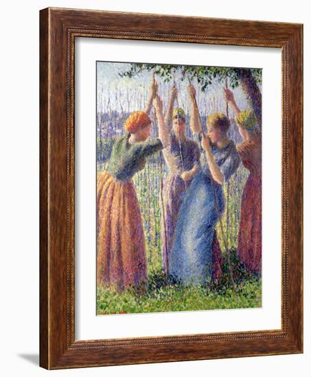 Women Planting Peasticks, 1891-Camille Pissarro-Framed Giclee Print