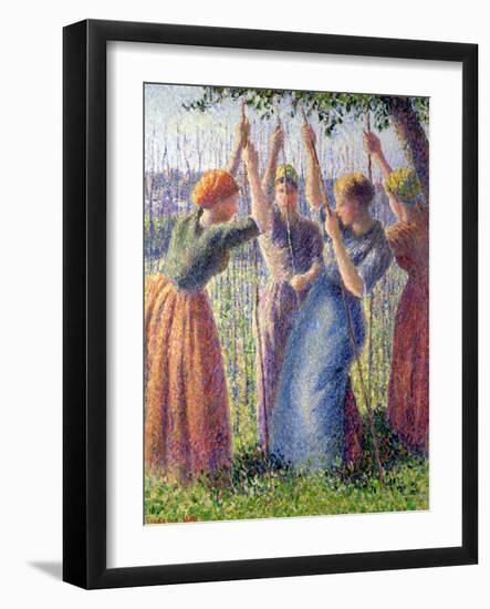 Women Planting Peasticks, 1891-Camille Pissarro-Framed Giclee Print