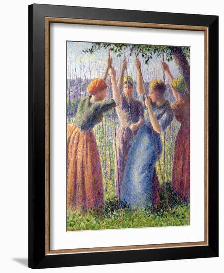 Women Planting Peasticks, 1891-Camille Pissarro-Framed Giclee Print