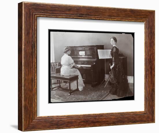 Women Playing a Player Piano and a Violin, New York, 1907-Byron Company-Framed Giclee Print