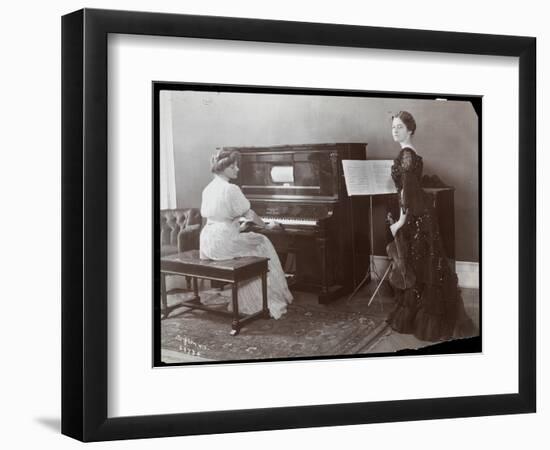 Women Playing a Player Piano and a Violin, New York, 1907-Byron Company-Framed Giclee Print