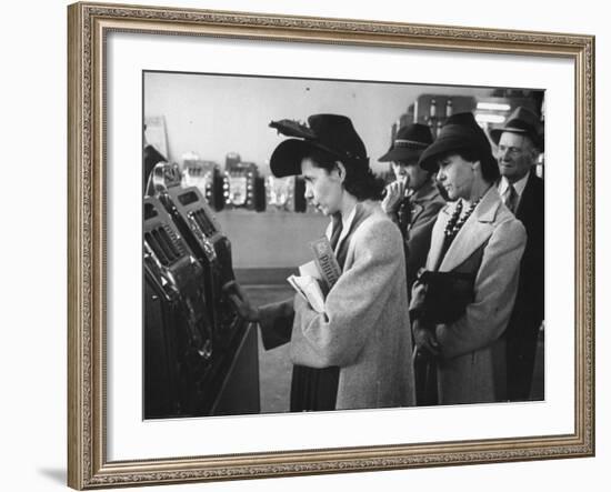 Women Playing Slot Machines at Las Vegas Club-Peter Stackpole-Framed Photographic Print