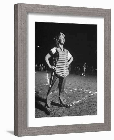 Women Playing Softball-null-Framed Photographic Print