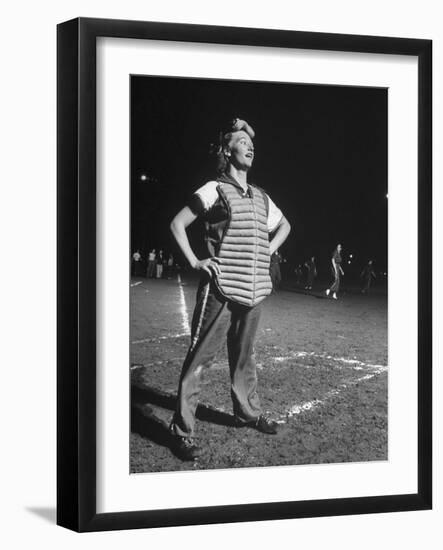Women Playing Softball-null-Framed Photographic Print