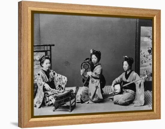 Women Playing Traditional Japanese Instruments-null-Framed Premier Image Canvas