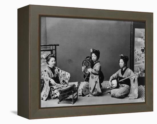 Women Playing Traditional Japanese Instruments-null-Framed Premier Image Canvas