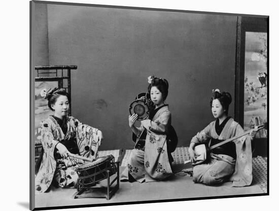 Women Playing Traditional Japanese Instruments-null-Mounted Photographic Print