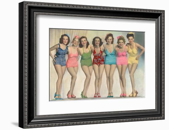 Women Posing in Bathing Suits-null-Framed Photo