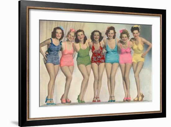 Women Posing in Bathing Suits-null-Framed Photo