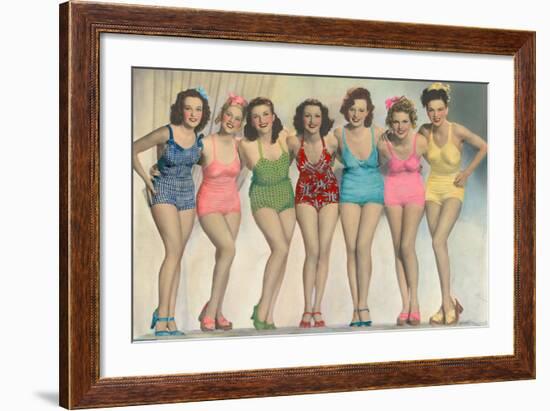 Women Posing in Bathing Suits-null-Framed Photo