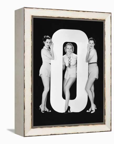 Women Posing with Huge Letter O-Everett Collection-Framed Premier Image Canvas