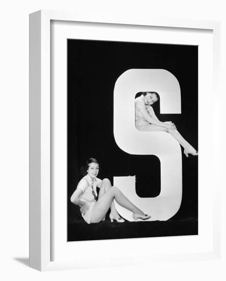 Women Posing with Huge Letter S-Everett Collection-Framed Photographic Print
