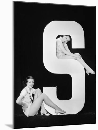 Women Posing with Huge Letter S-Everett Collection-Mounted Photographic Print