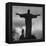 Women Posing with the Statue Called "Christ the Redeemer"-Hart Preston-Framed Premier Image Canvas