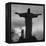 Women Posing with the Statue Called "Christ the Redeemer"-Hart Preston-Framed Premier Image Canvas