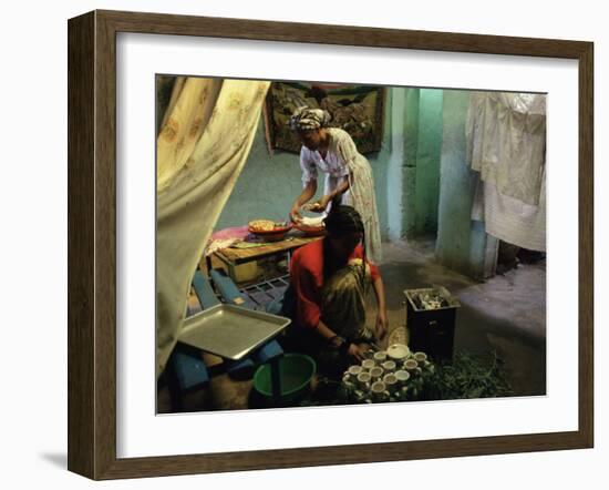 Women Preparing Food and Drink for Coffee Ceremony, Abi Adi Village, Tigre Region, Ethiopia, Africa-Bruno Barbier-Framed Photographic Print