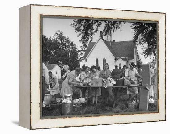 Women Preparing for the Church Picnic-Bob Landry-Framed Premier Image Canvas