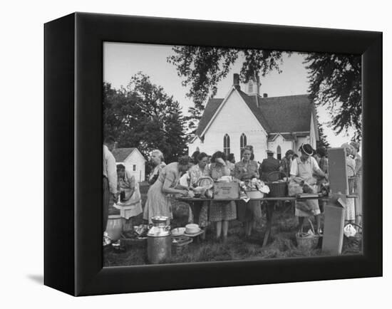 Women Preparing for the Church Picnic-Bob Landry-Framed Premier Image Canvas