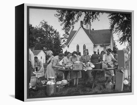 Women Preparing for the Church Picnic-Bob Landry-Framed Premier Image Canvas