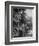 Women Rail Workers Standing at Work on Engine of Train, During WWI at Great Northern Railway-null-Framed Photographic Print