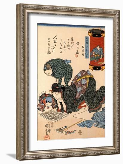 Women Reading a News Paper-Kuniyoshi Utagawa-Framed Giclee Print