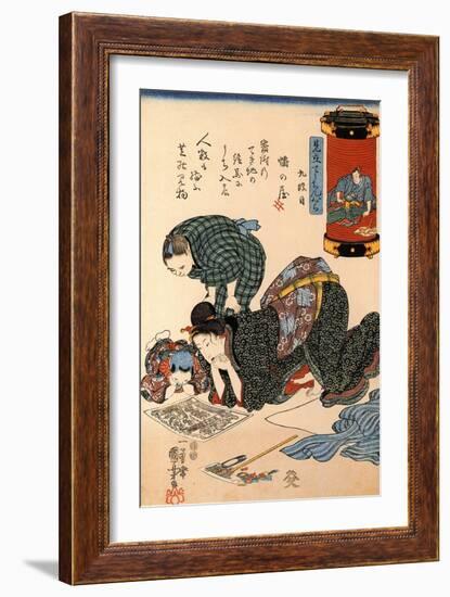 Women Reading a News Paper-Kuniyoshi Utagawa-Framed Giclee Print