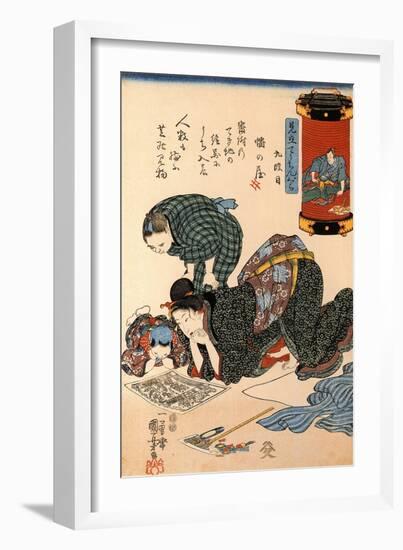 Women Reading a News Paper-Kuniyoshi Utagawa-Framed Giclee Print