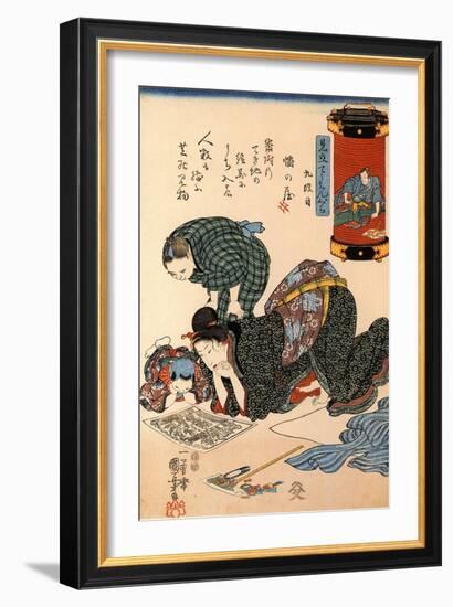 Women Reading a News Paper-Kuniyoshi Utagawa-Framed Giclee Print