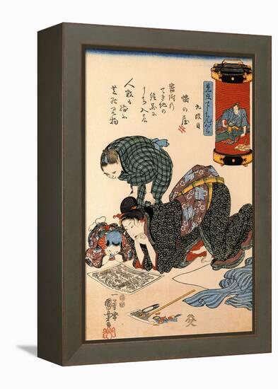 Women Reading a News Paper-Kuniyoshi Utagawa-Framed Premier Image Canvas