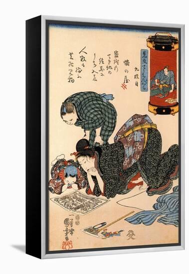 Women Reading a News Paper-Kuniyoshi Utagawa-Framed Premier Image Canvas