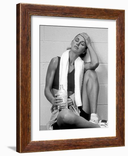 Women Resting after Exercise Session in Fitness Studio, New York, New York, USA-Paul Sutton-Framed Photographic Print