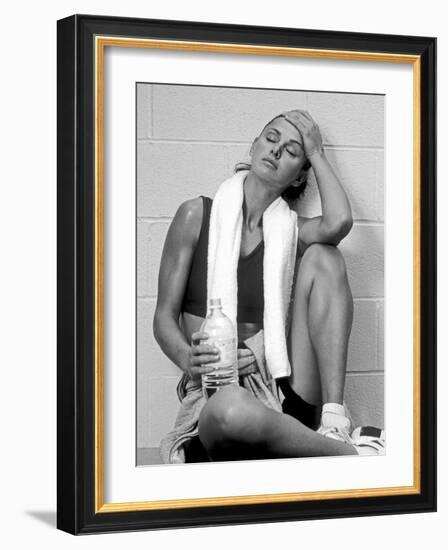 Women Resting after Exercise Session in Fitness Studio, New York, New York, USA-Paul Sutton-Framed Photographic Print