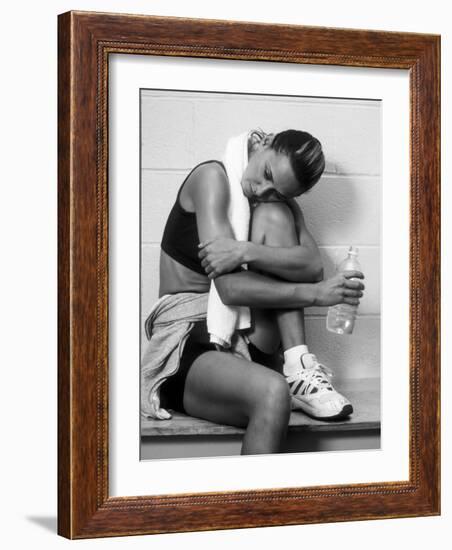 Women Resting after Exercise Session in Fitness Studio, New York, New York, USA-Paul Sutton-Framed Photographic Print
