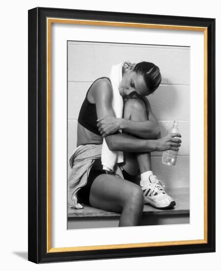 Women Resting after Exercise Session in Fitness Studio, New York, New York, USA-Paul Sutton-Framed Photographic Print