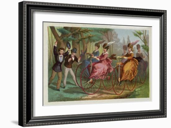 Women Riding Bicycles-null-Framed Giclee Print