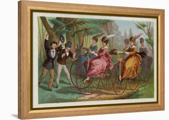 Women Riding Bicycles-null-Framed Premier Image Canvas