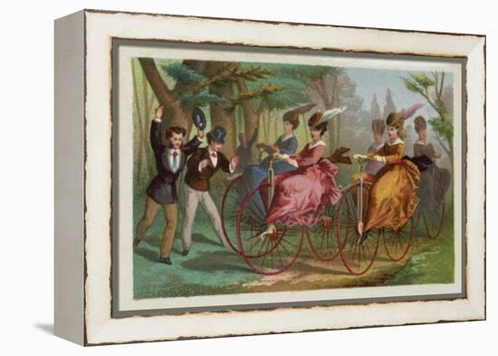 Women Riding Bicycles-null-Framed Premier Image Canvas