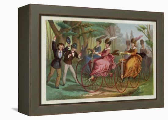 Women Riding Bicycles-null-Framed Premier Image Canvas