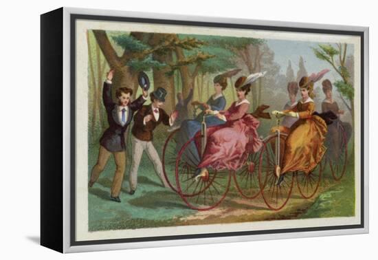 Women Riding Bicycles-null-Framed Premier Image Canvas