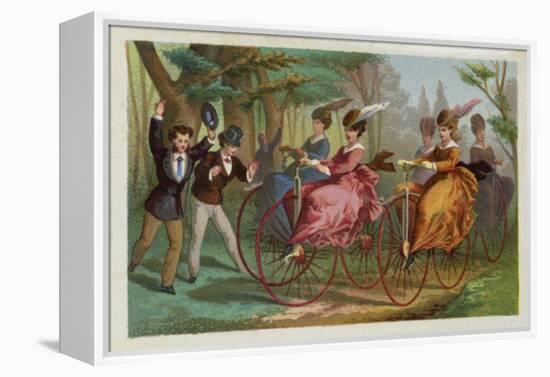 Women Riding Bicycles-null-Framed Premier Image Canvas