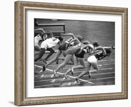 Women Runners Competing at the Olympics-George Silk-Framed Photographic Print