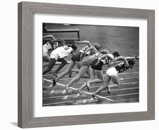 Women Runners Competing at the Olympics-George Silk-Framed Photographic Print