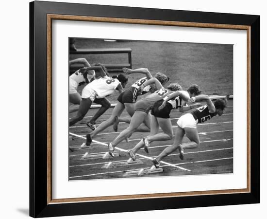 Women Runners Competing at the Olympics-George Silk-Framed Photographic Print